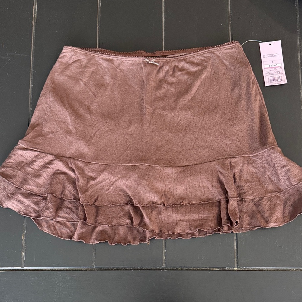 Wild Fable Ruffled Mini Skirt in Brown